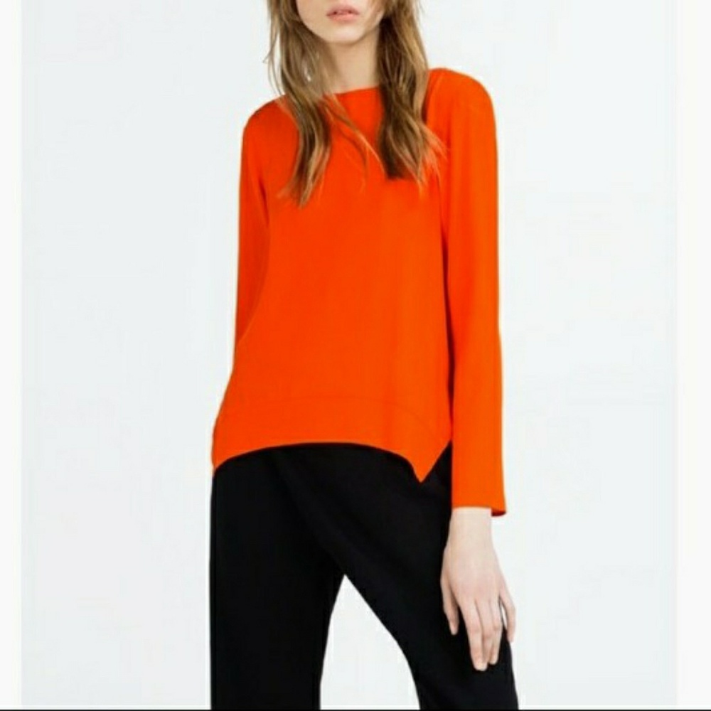 Zara Woman Bright Orange Blouse